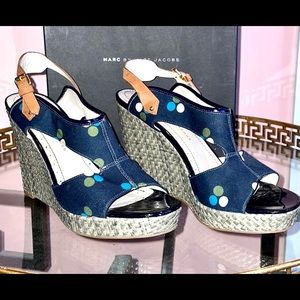 Marc by Marc Jacobs Navy polka dot wedges